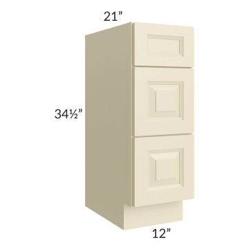 Charleston Ivory 12" Vanity 3-Drawer Base Cabinet