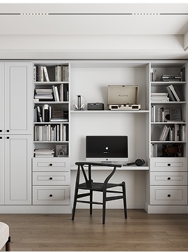 White shelves in a well-stocked pantry